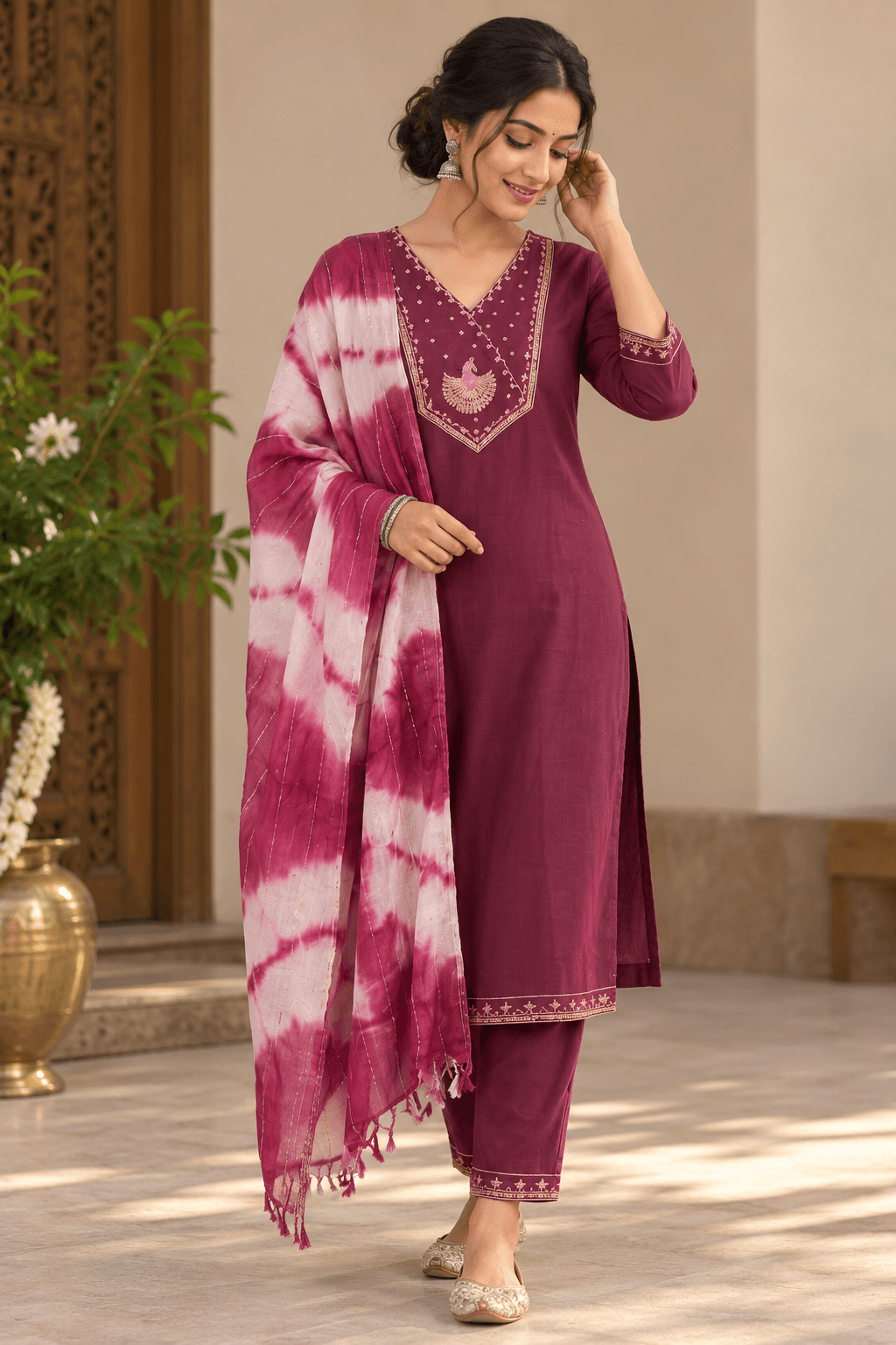 Maroon Kurti Set