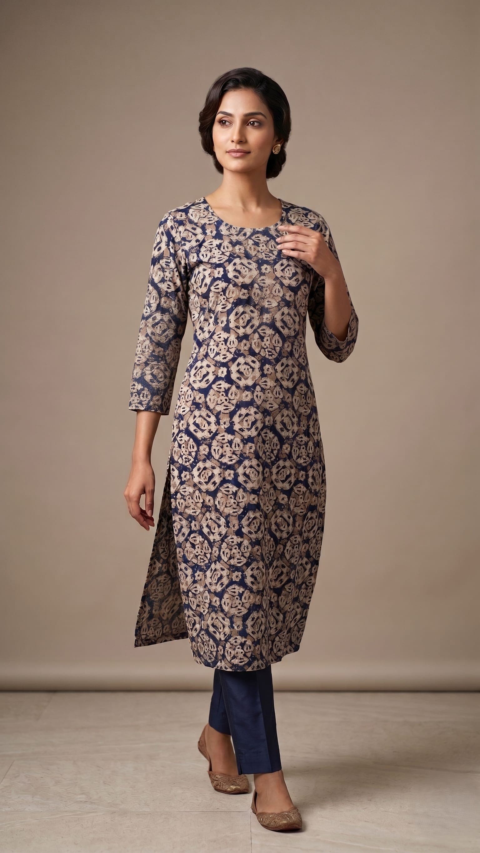 Printed Art Silk Kurti for Women back