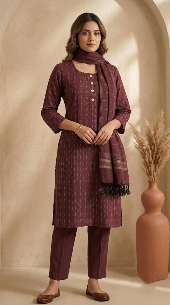 Mocha Elegance Kurti Set