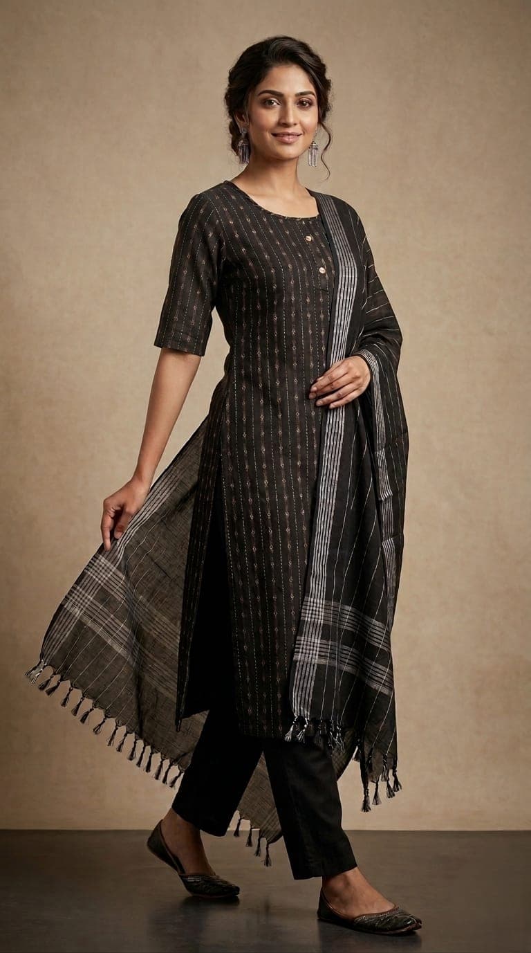 Mocha Elegance Kurti Set back